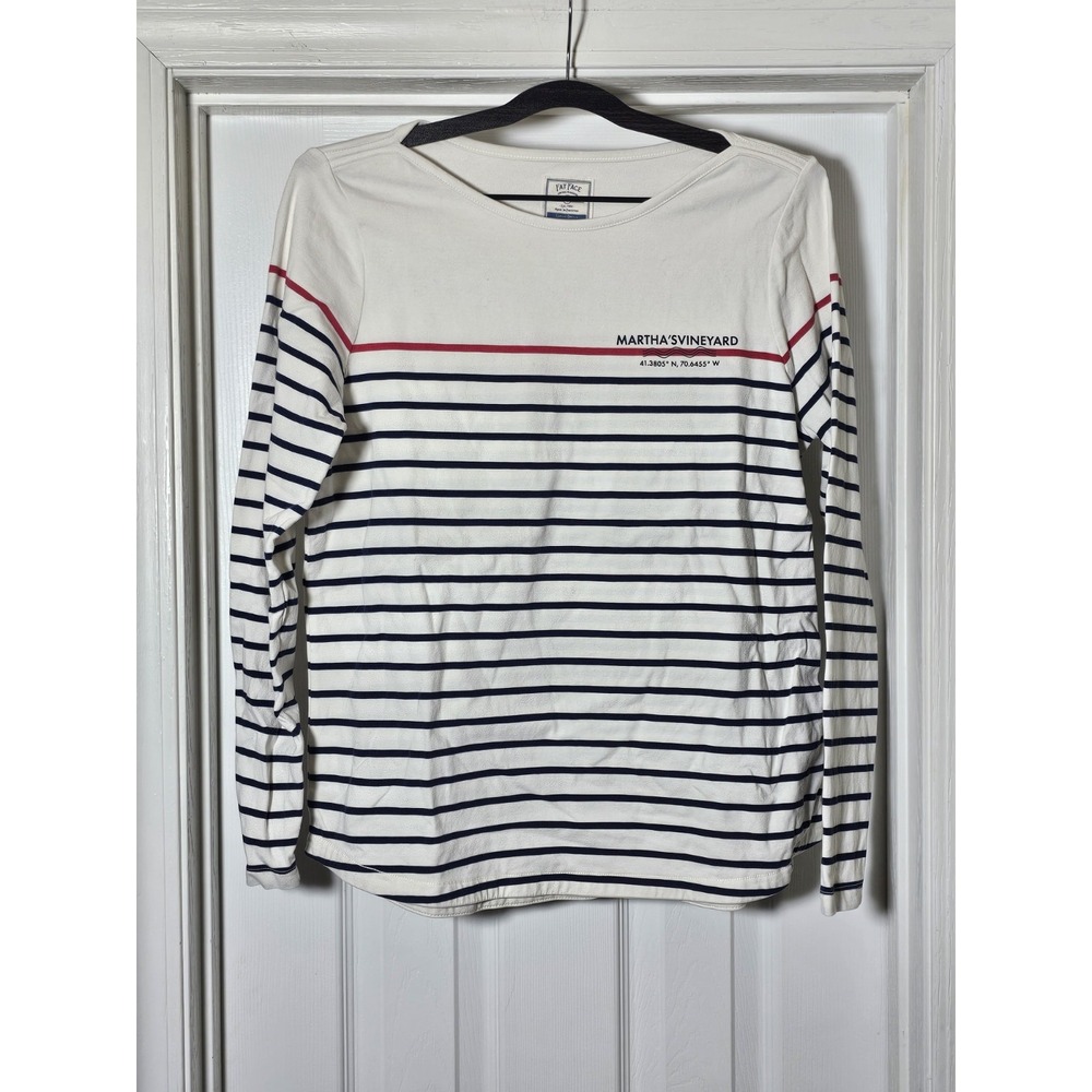 Fat Face Martha's Vineyard Breton Stripe Tee T Shirt Size US 10 Softβ Cotton